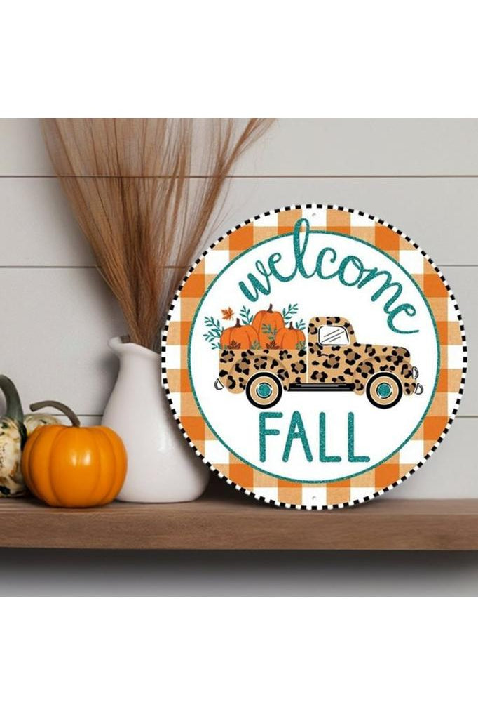Shop For 8" Metal Sign: Welcome Fall Leopard Truck MD0941