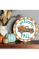 Shop For 8" Metal Sign: Welcome Fall Leopard Truck at Michelle's aDOORable Creations