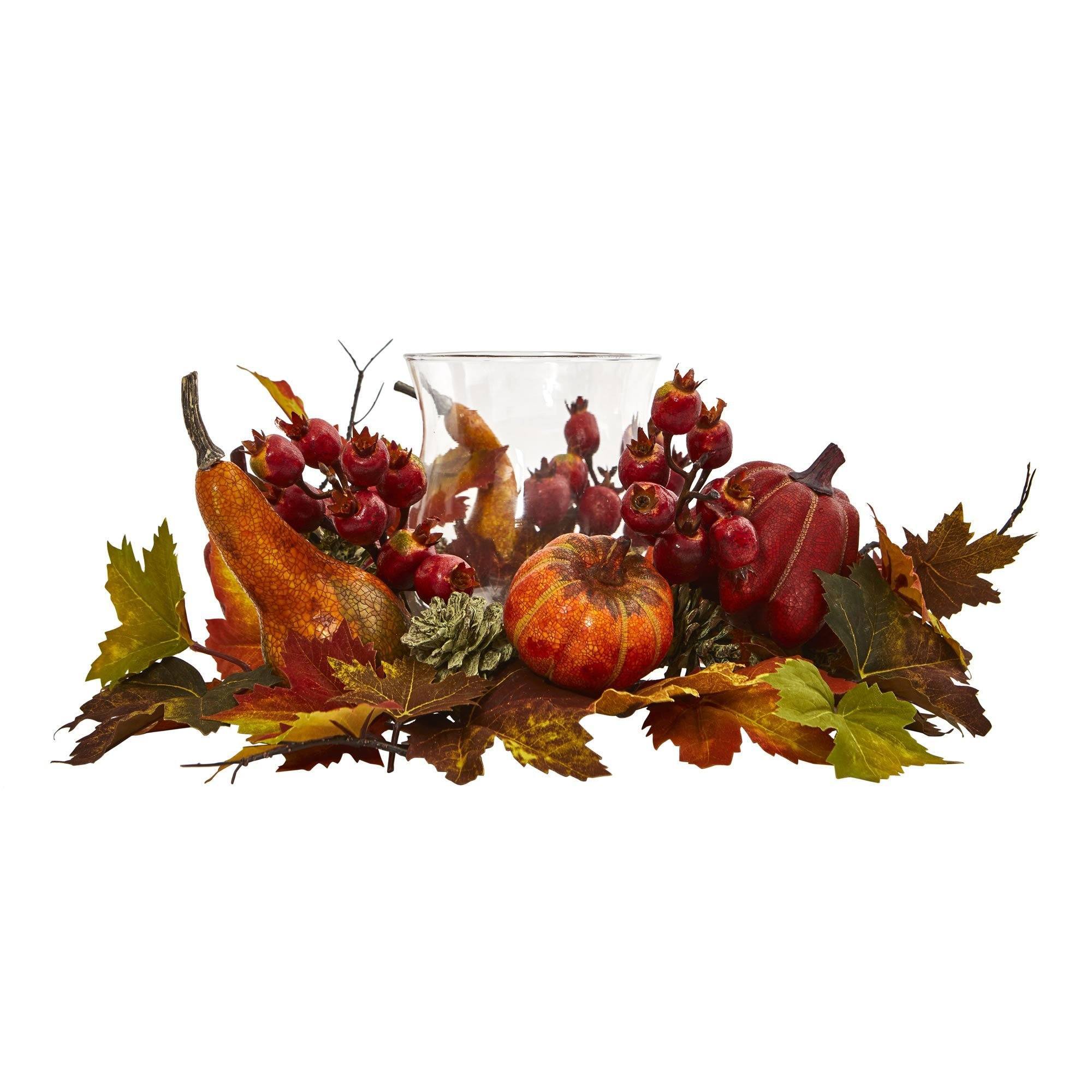 Shop For 8" Pumpkin, Gourd, Berry and Maple Leaf Artificial Arrangement