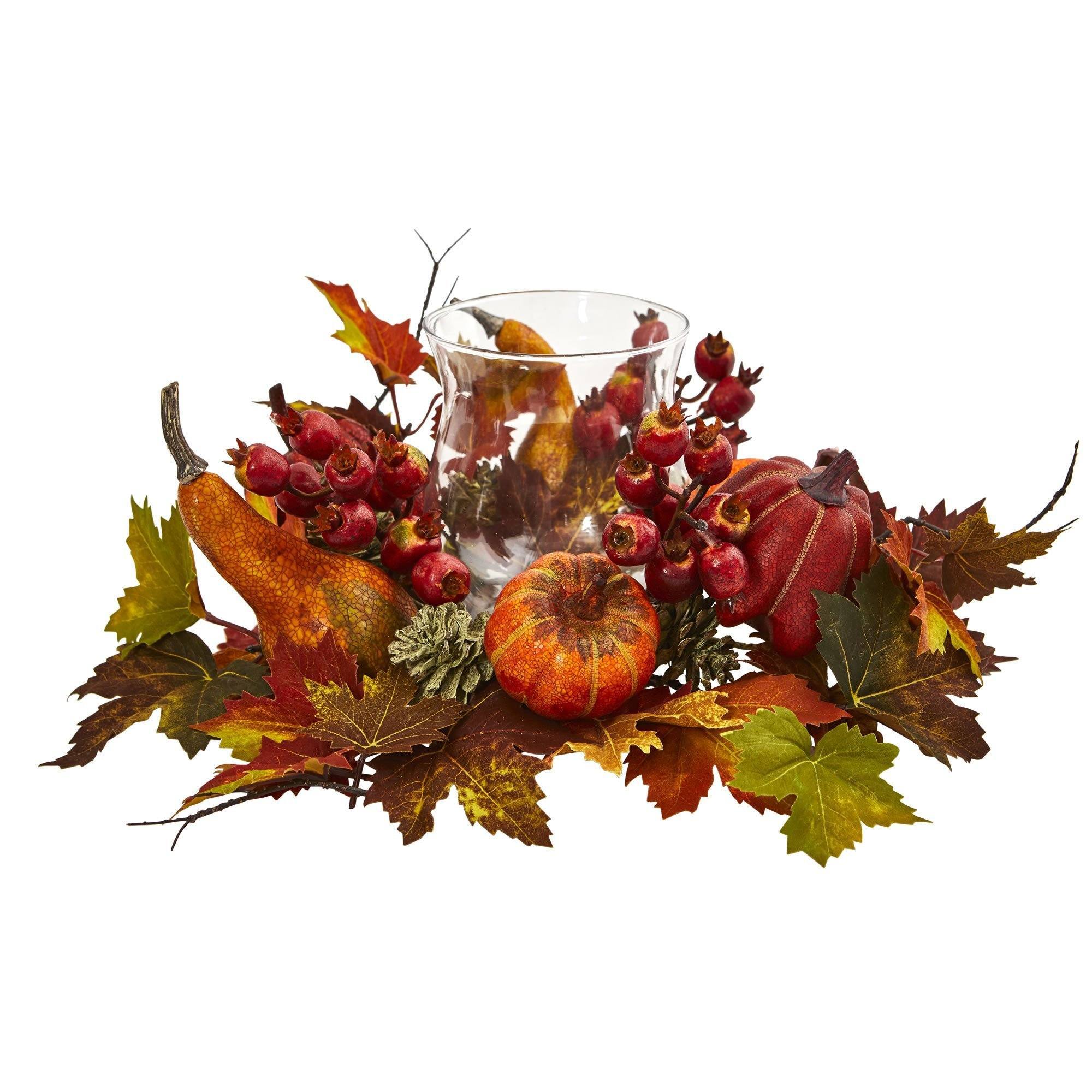 Shop For 8" Pumpkin, Gourd, Berry and Maple Leaf Artificial Arrangement