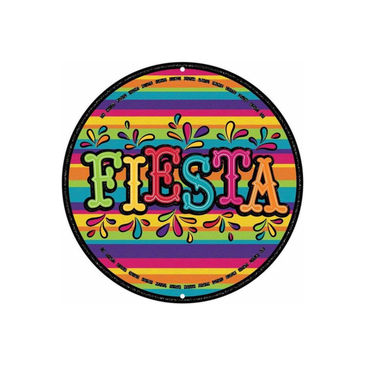 Shop For 8" Round Metal Sign: Glitter Fiesta