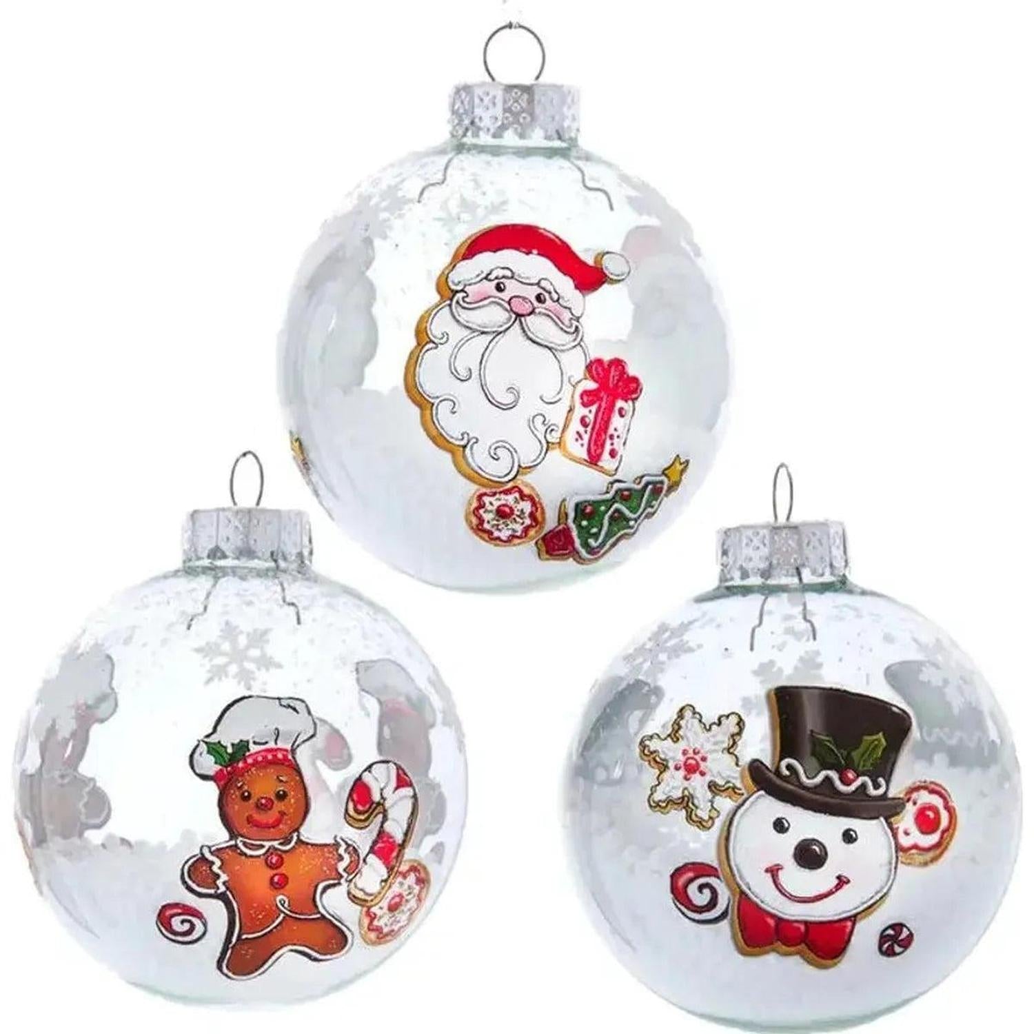 Shop For 80MM Gingerbread, Snowman and Santa Glass Ball Ornaments