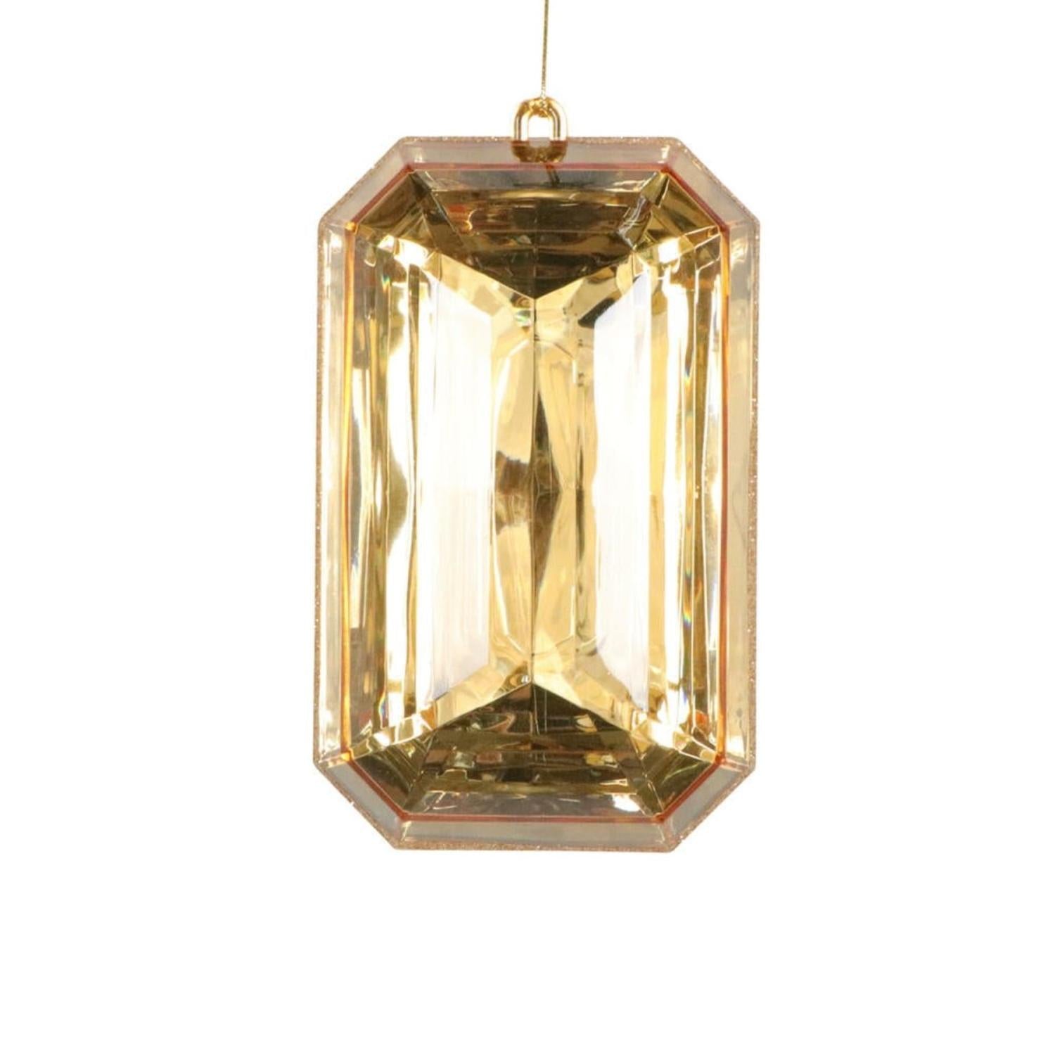 8in Acrylic Rectangle Jewel Ornament: Gold