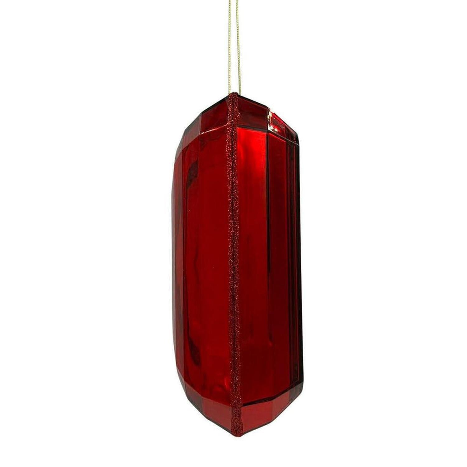 8in Acrylic Rectangle Jewel Ornament: Red