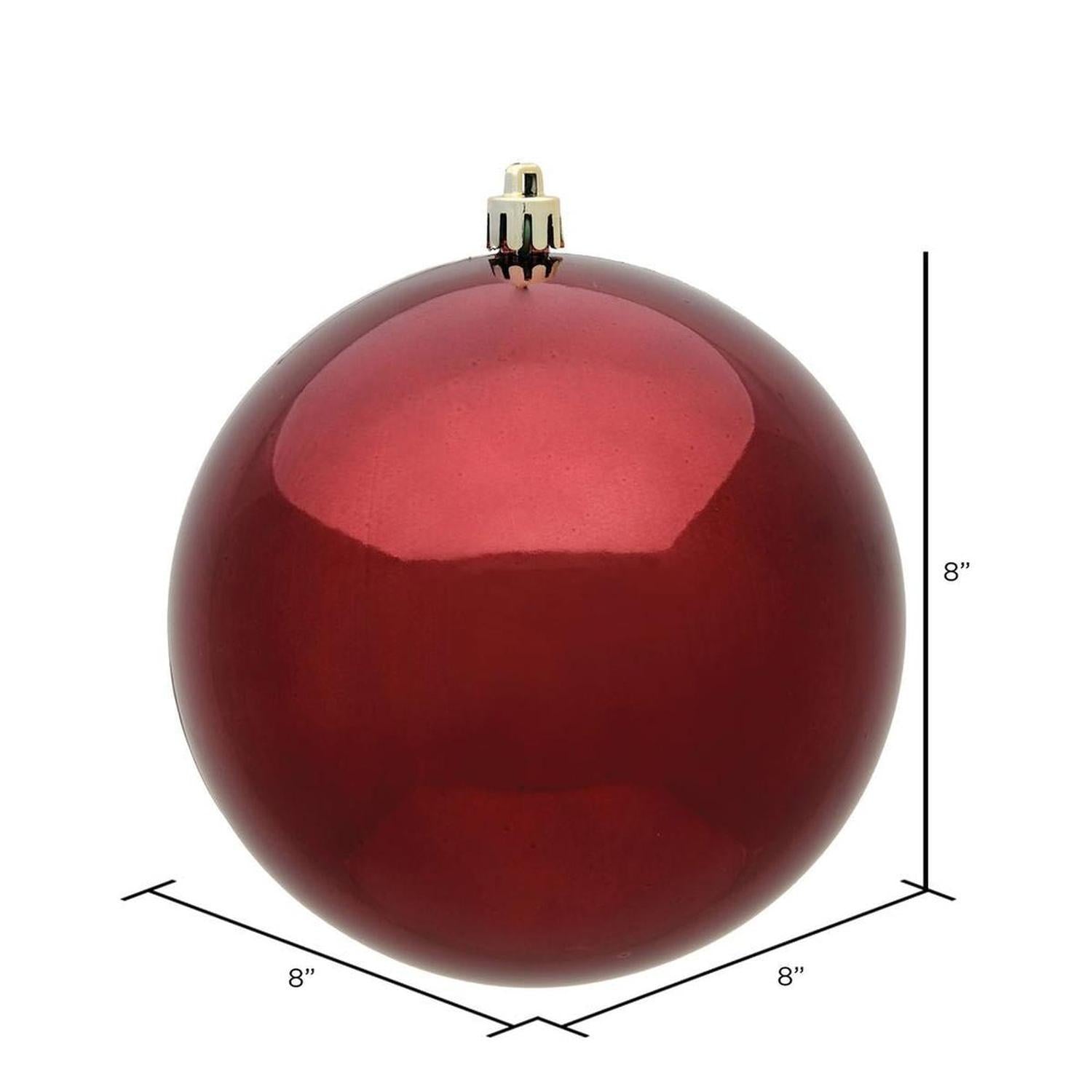 8in Burgundy Shiny Christmas Ball Ornament