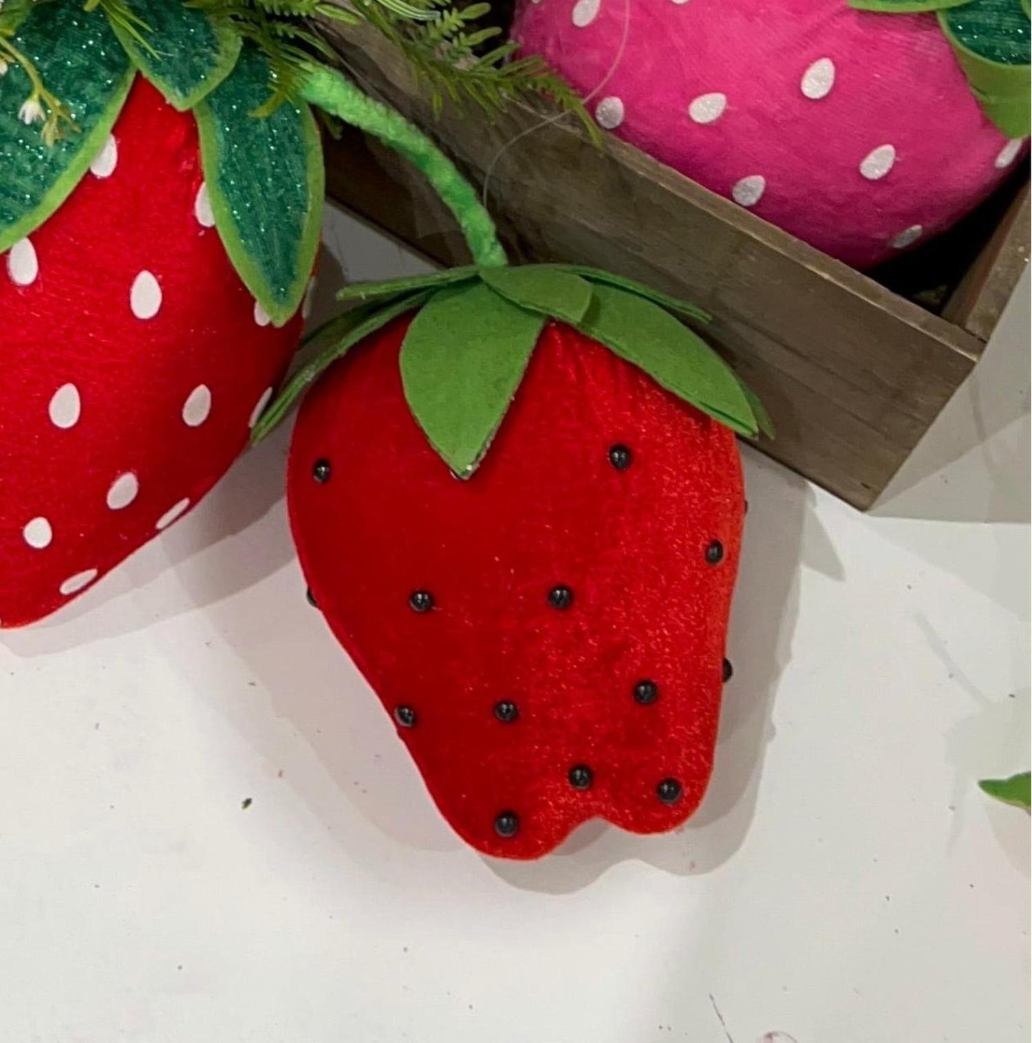 8in Plush Red Strawberry Accent