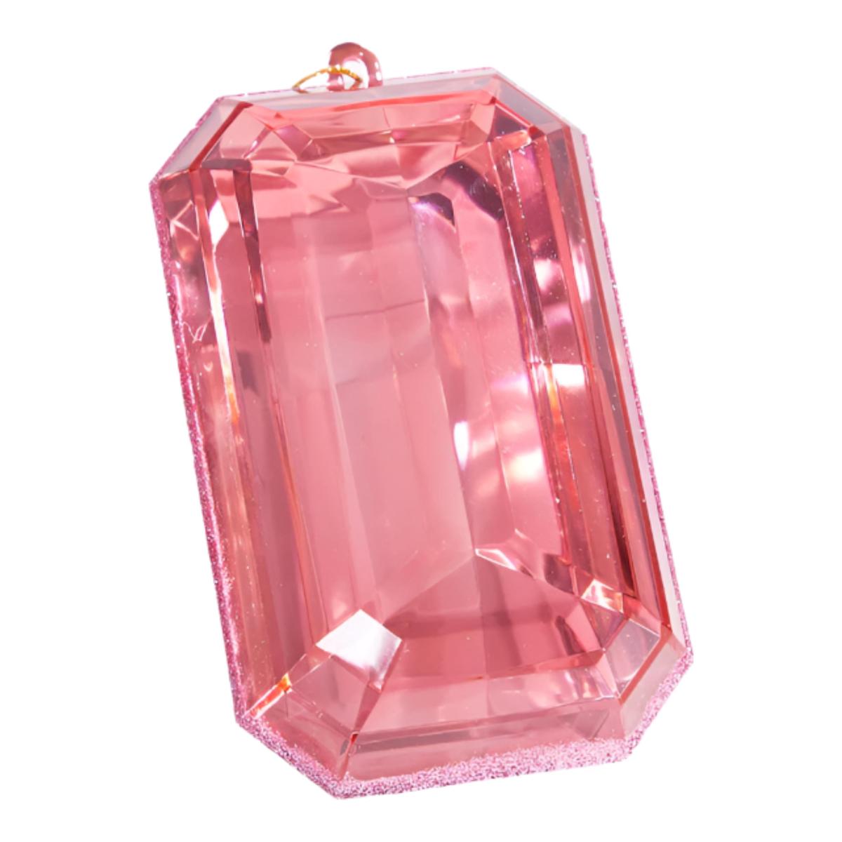 Shop For 9" Acrylic Emerald Cut Precious Gem Ornament: Pink
