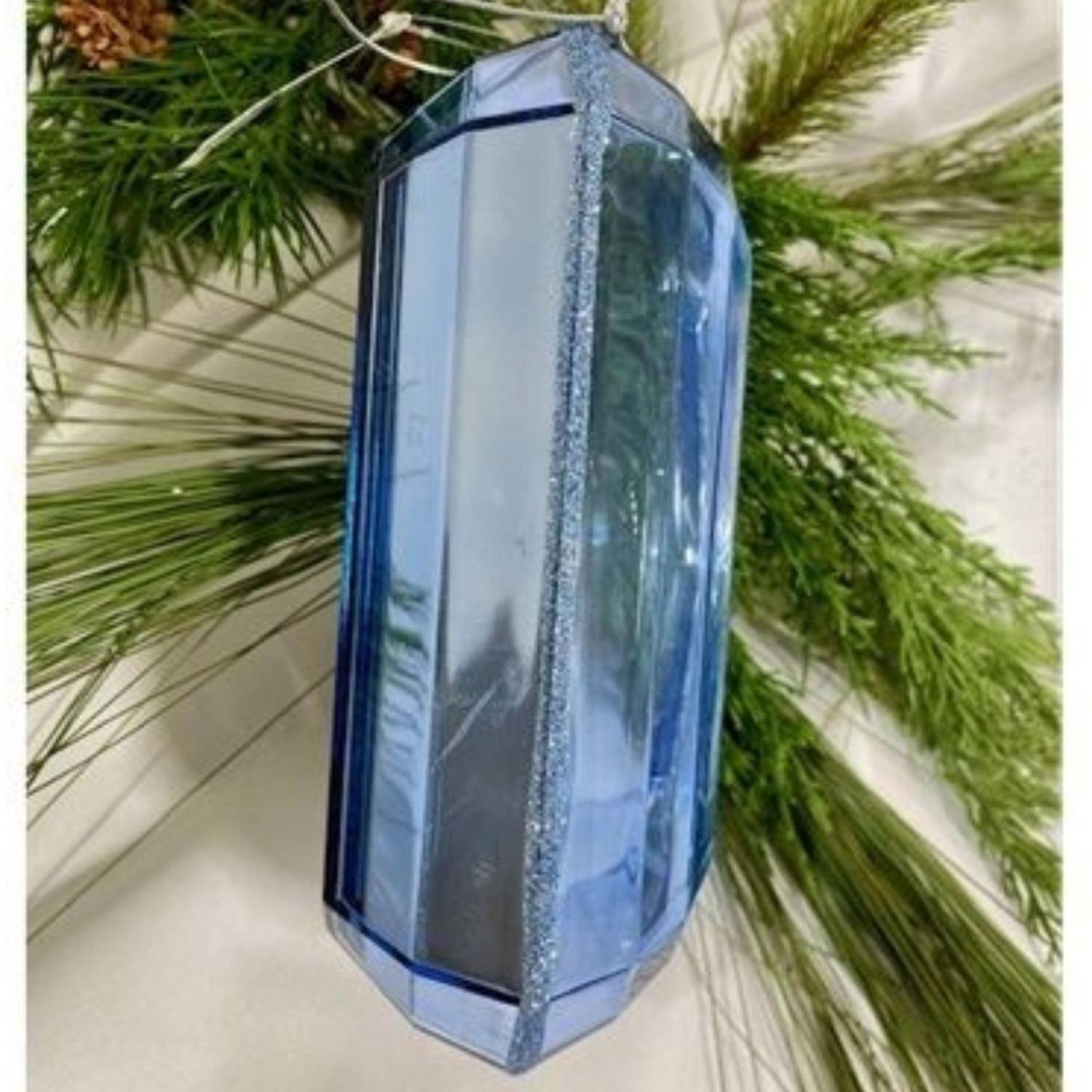 9" Acrylic Rectangle Jewel Ornament: Sapphire Blue