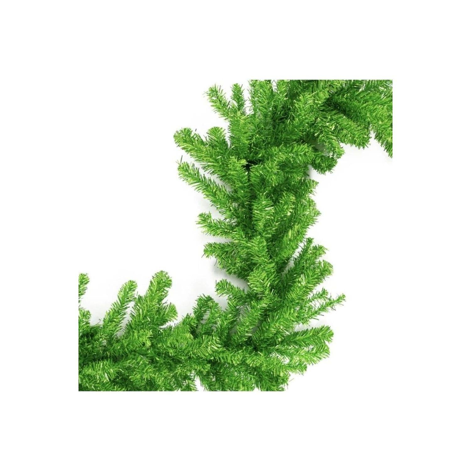 9' Green Tinsel Garland, Unlit