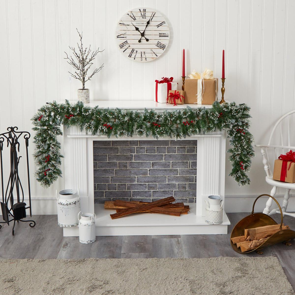 Shop For 9’ LED Frosted Swiss Pine Artificial Garland