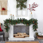 Shop For 9' Mixed Pines and Pinecones Extra Wide Garland with 286 Branches and 70 Warm White LED Lights