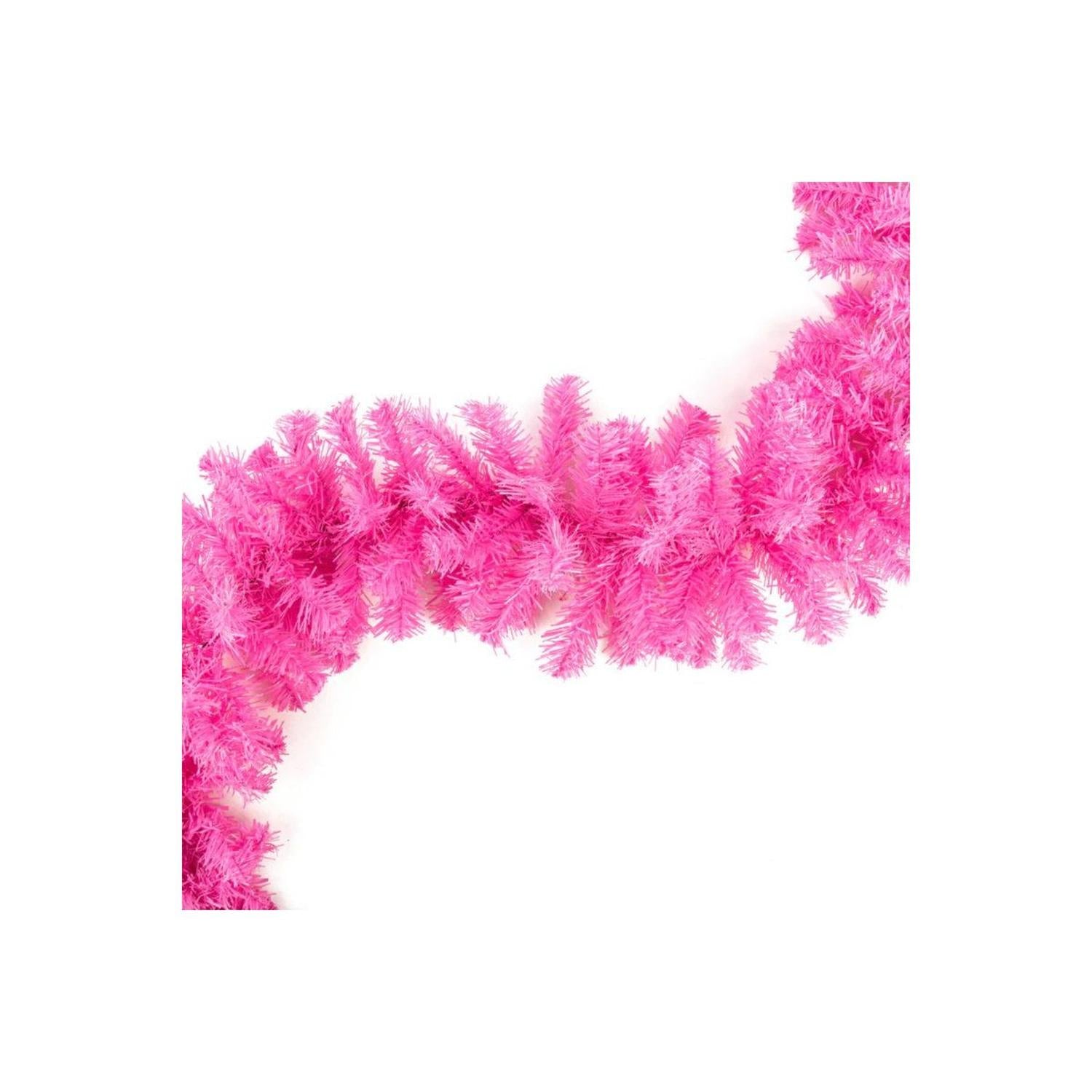 9' PVC Pine Garland: Pink Unlit
