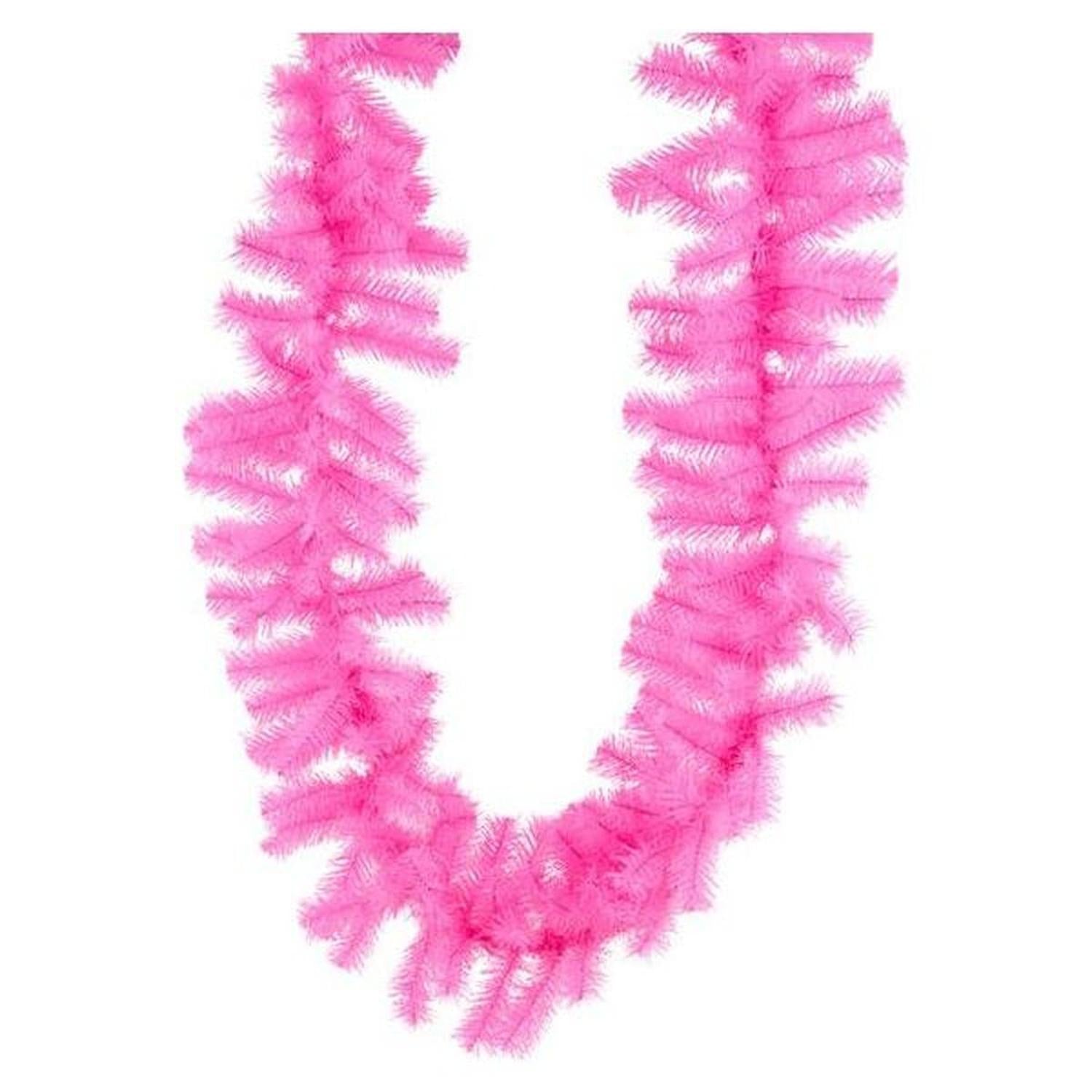 9' PVC Pine Garland: Pink Unlit