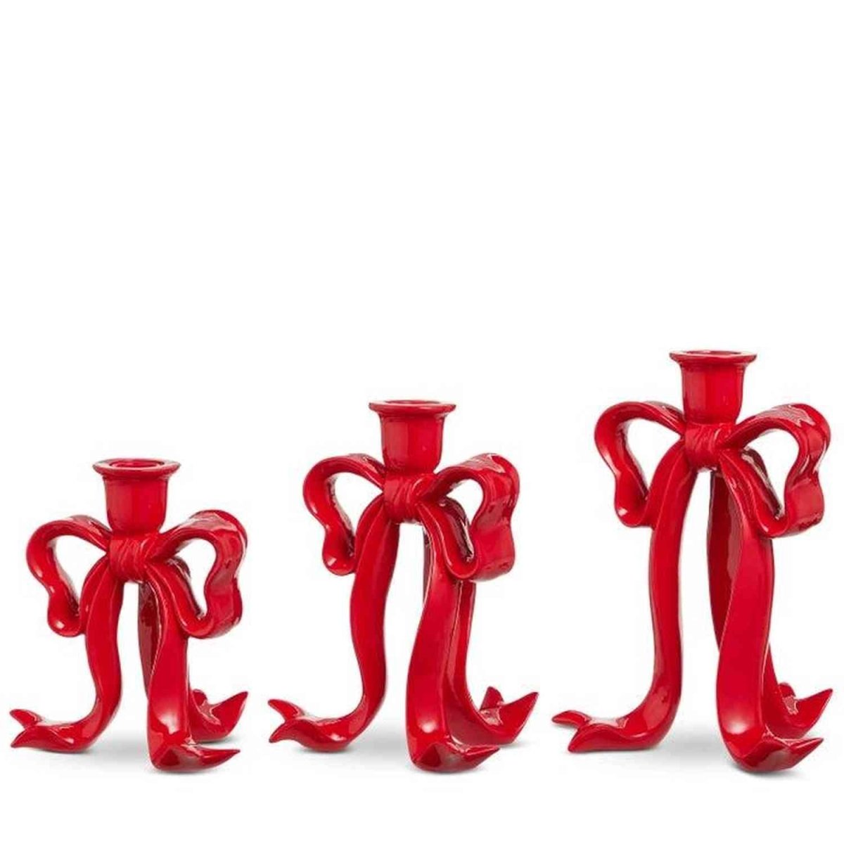 Shop For 9" Red Bow Candlestick Holders, Set of 3