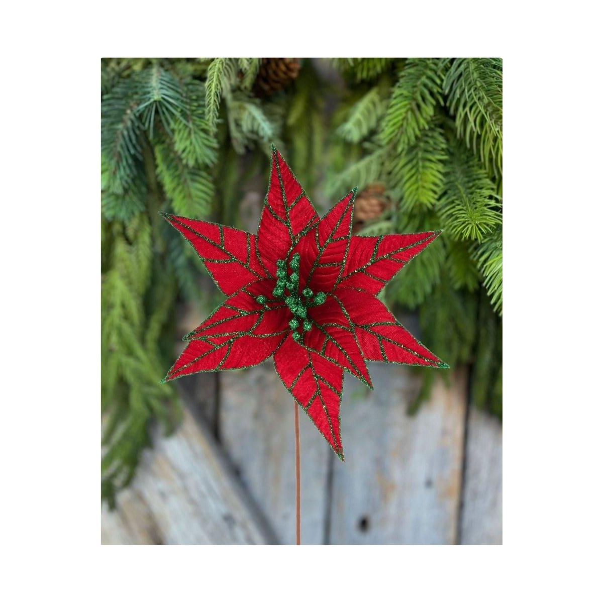Shop For 9.5" Red Velvet Poinsettia Stem