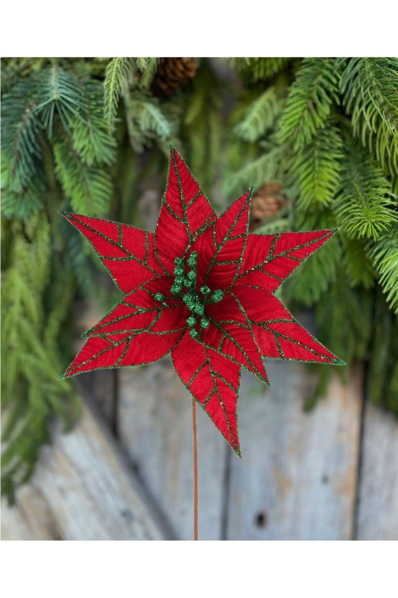 Shop For 9.5" Red Velvet Poinsettia Stem