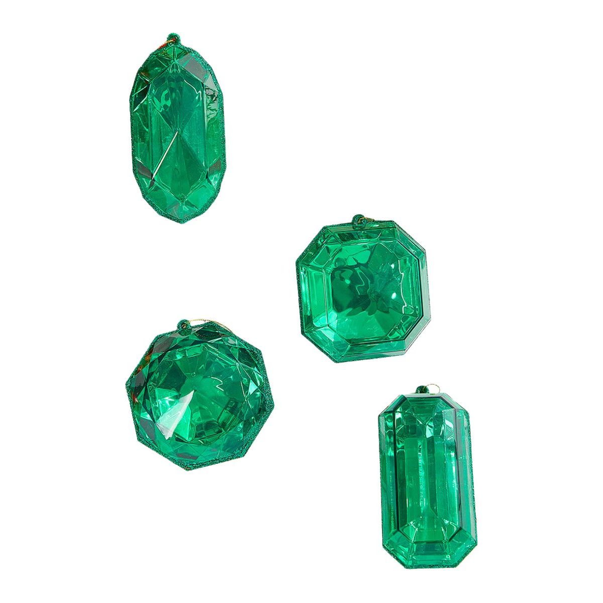 Shop For Acrylic Jewel Assortment Ornament: Emerald (Set 4) at Michelle's aDOORable Creations
