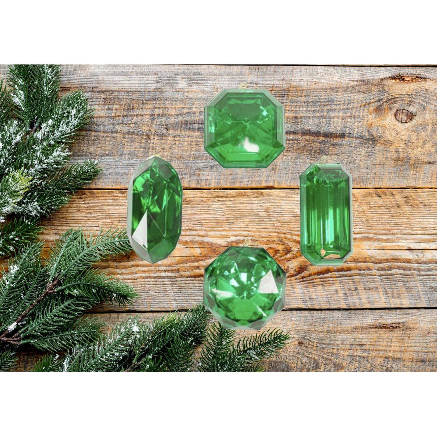 Acrylic Jewel Assortment Ornament: Lime Green (Set 4)