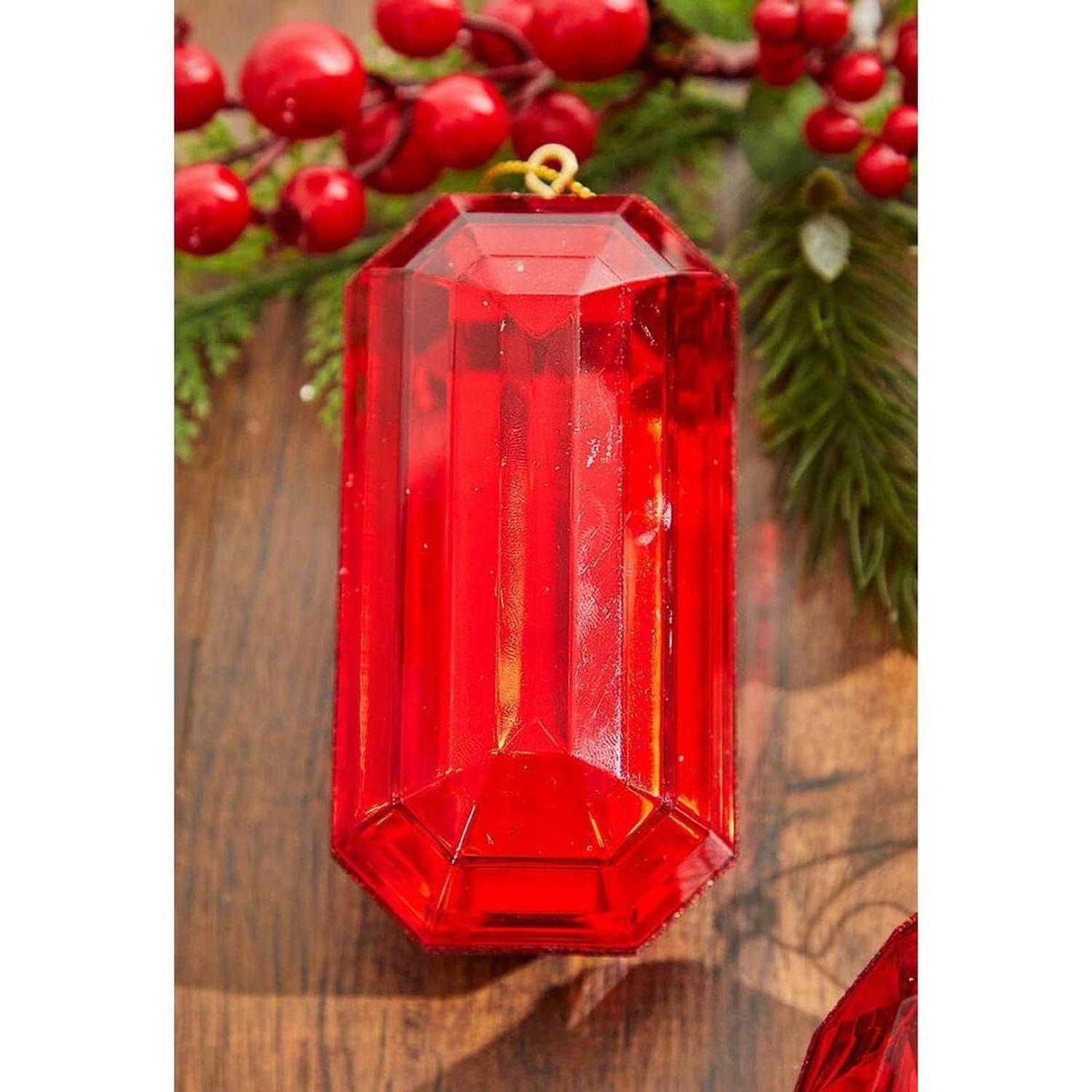 Acrylic Jewel Assortment Ornament: Red (Set 4)