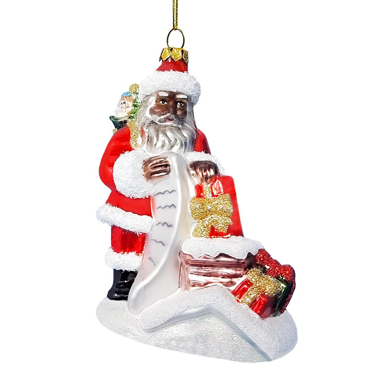 Shop For African American Glass Santa Ornament