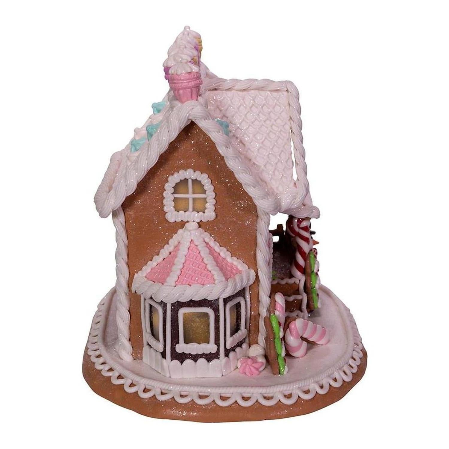 Battery-Operated LED Gingerbread Cake House 9"