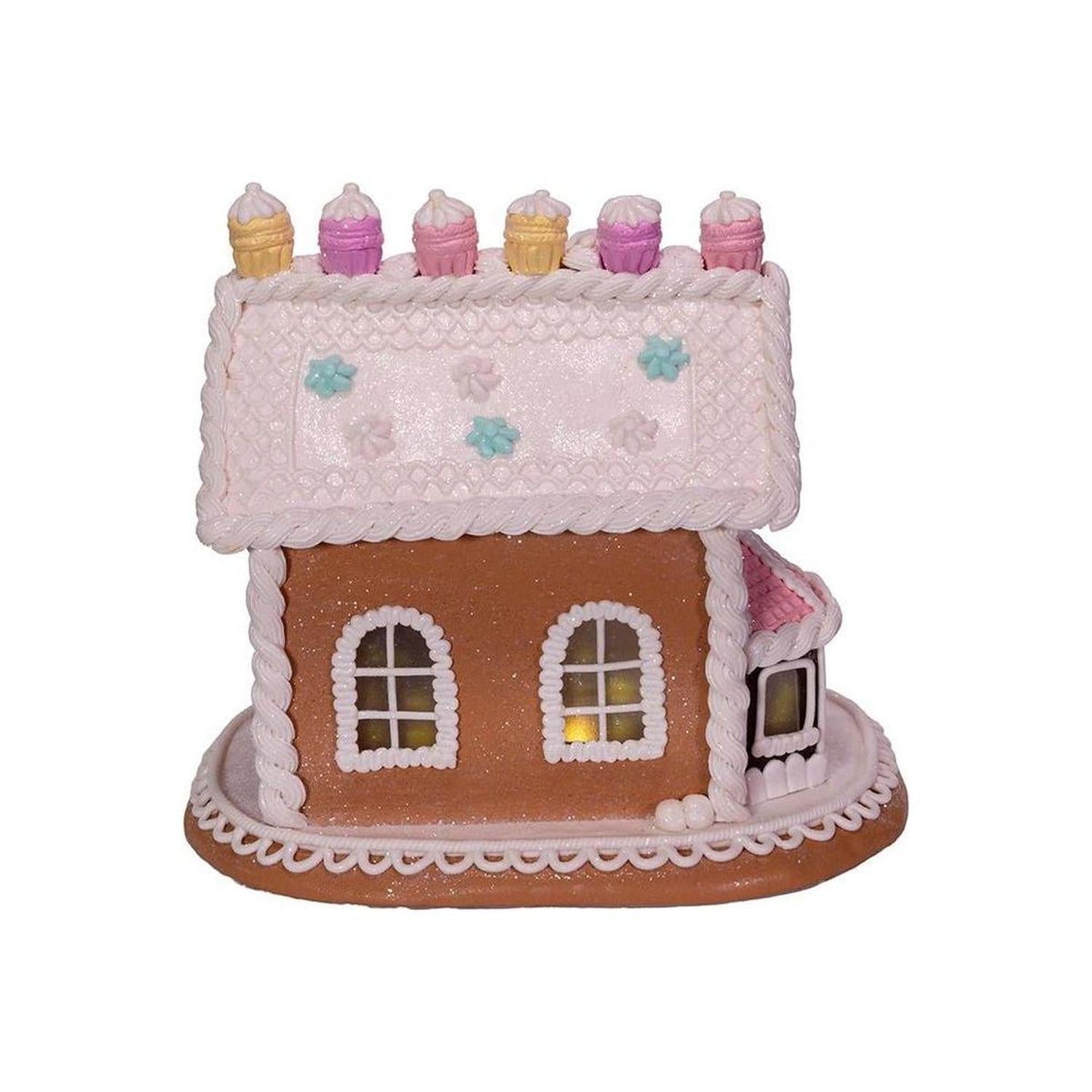 Battery-Operated LED Gingerbread Cake House 9"