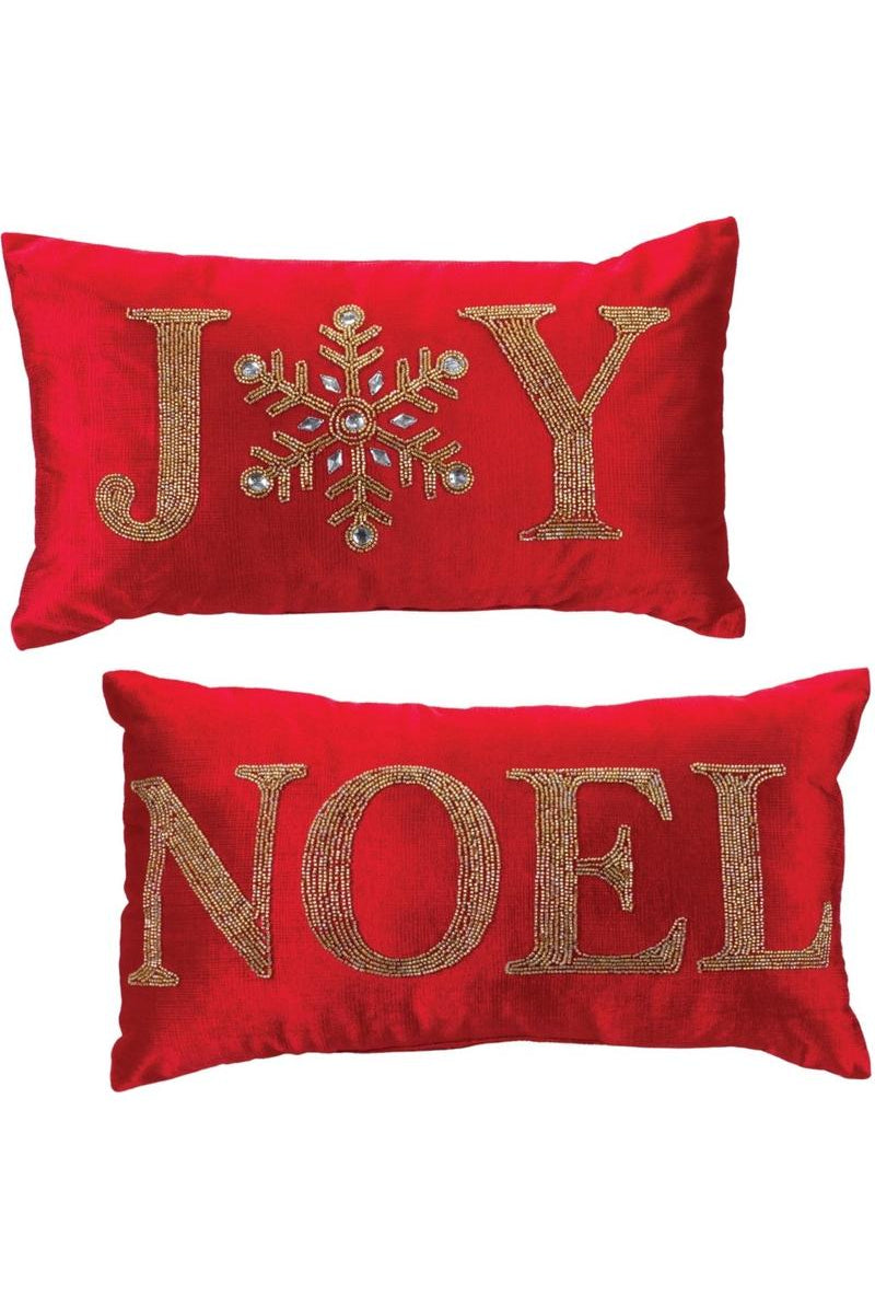 Shop For Beaded Joy and Noel Holiday Pillow (Set of 2) 86635DS