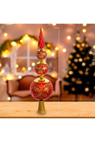 Shop For Bellissimo Glass Red and Gold Finial Treetop 15.75"