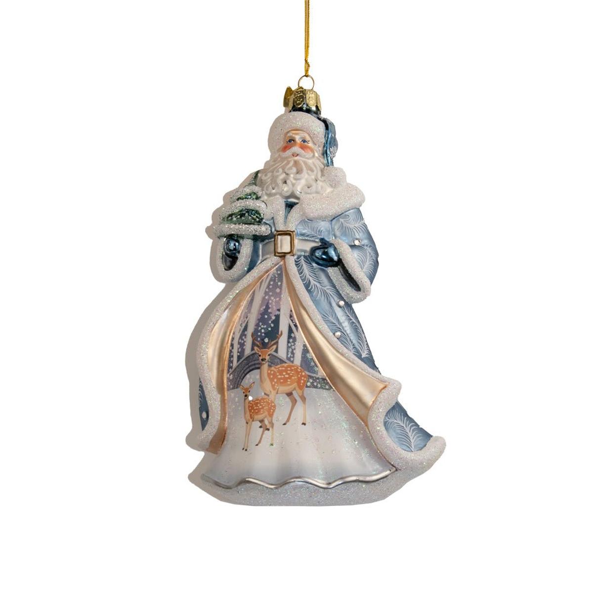 Shop For Bellissimo Glass Santa With Tree & Scene Ornament