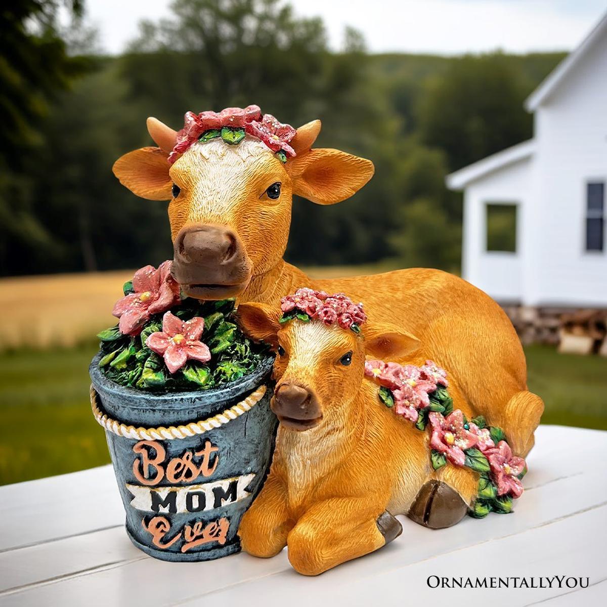 Shop For Best Mom Cow and Calf Charming Figurine, 6" Keepsake Jersey Statue and Mother’s Day Gift