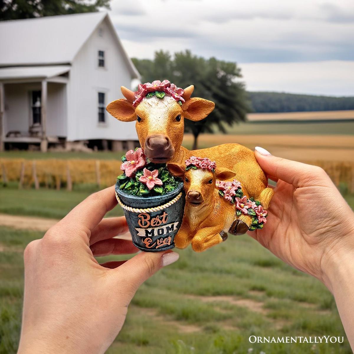 Shop For Best Mom Cow and Calf Charming Figurine, 6" Keepsake Jersey Statue and Mother’s Day Gift