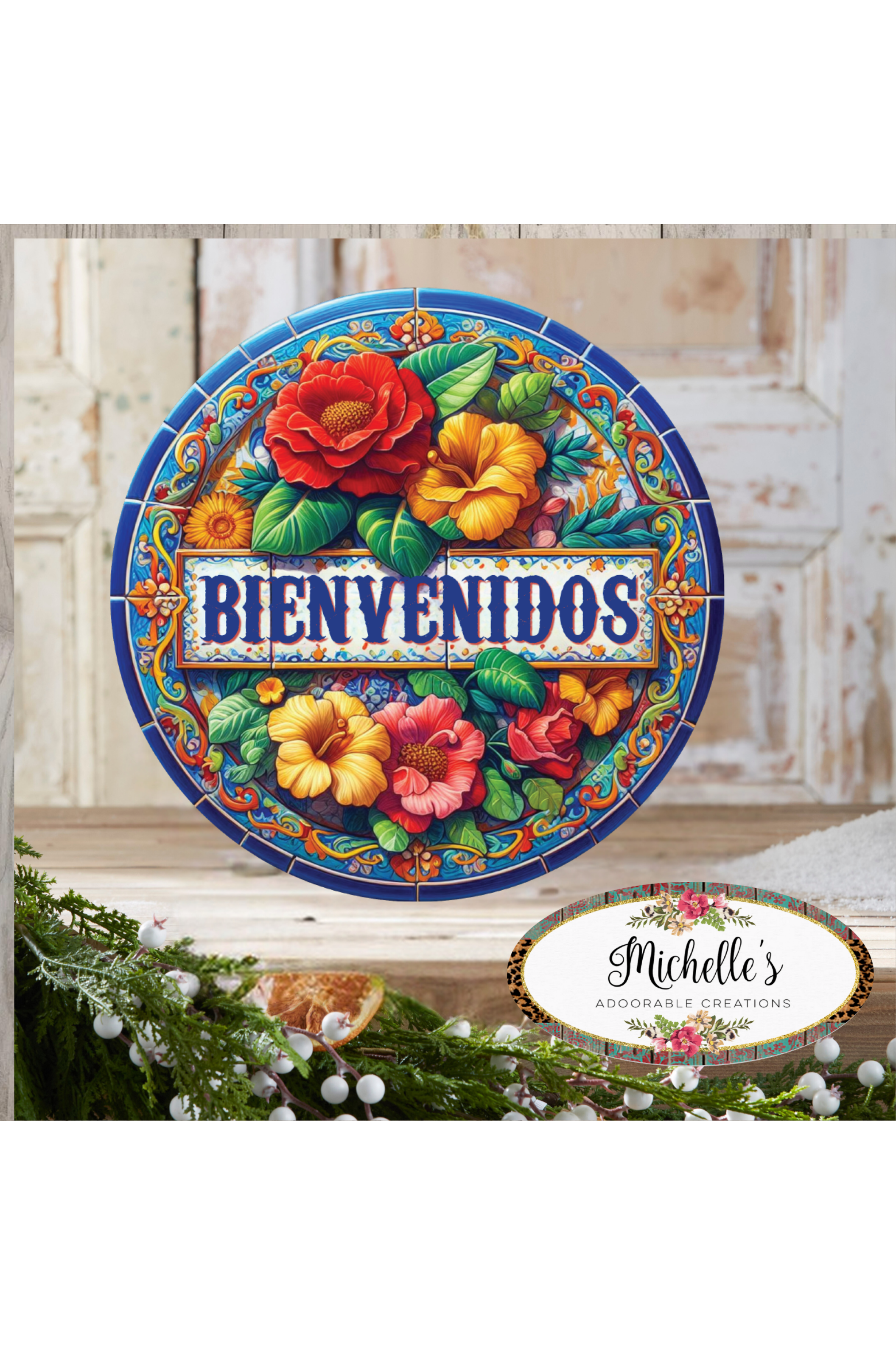 Shop For Bienvenidos Floral Waterproof Sign
