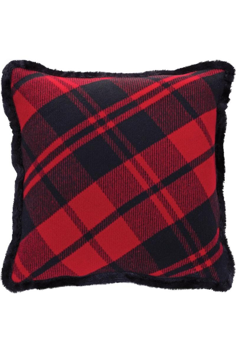 Shop For Black and Red Plaid Throw Pillow with Fringe (Set of 2) 83782DS