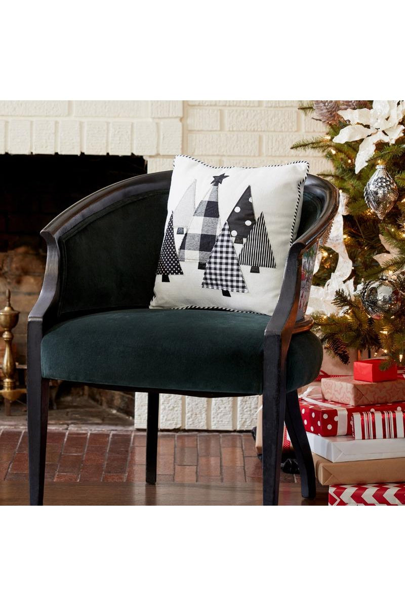 Shop For Black and White Holiday Tree Throw Pillow 83780DS
