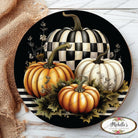 Shop For Black Checked Pumpkin Round Sign