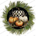 Shop For Black Checked Pumpkin Sign - Wreath Enhancement
