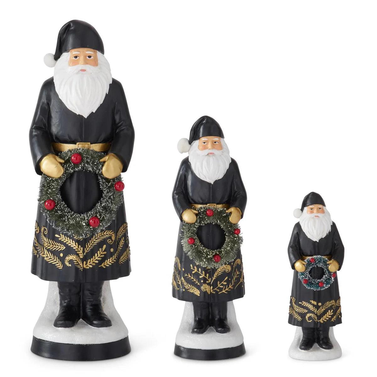 Shop For Black Coat Santa's Holding Bottle Brush Wreath (Set of 3)