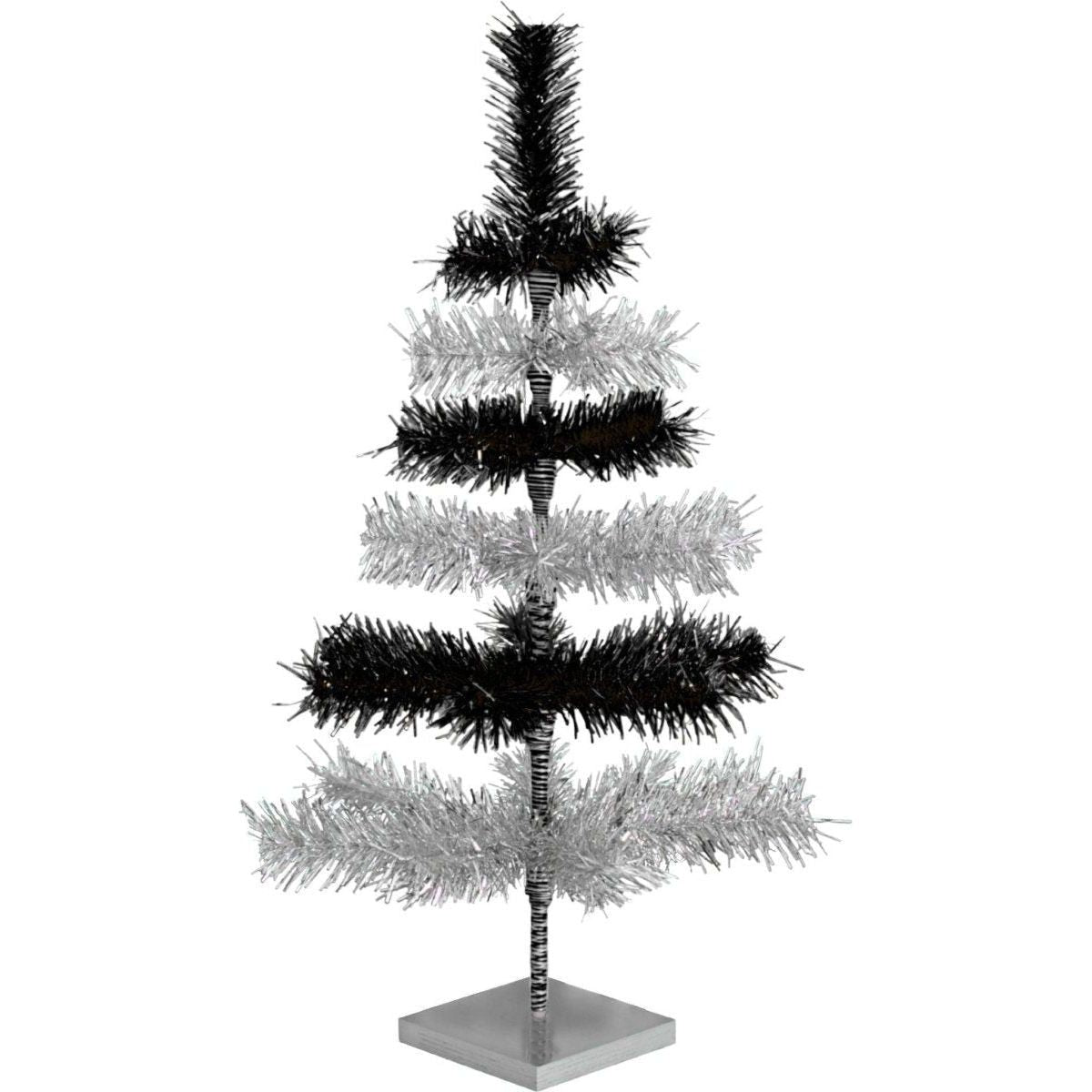 Shop For Black & Silver Layered Tinsel Christmas Tree