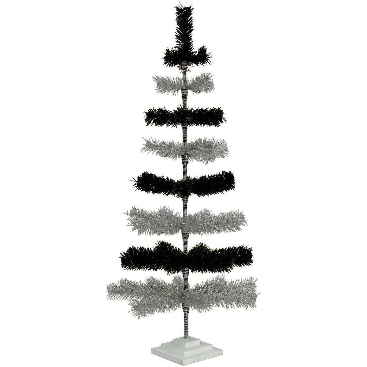 Shop For Black & Silver Layered Tinsel Christmas Tree