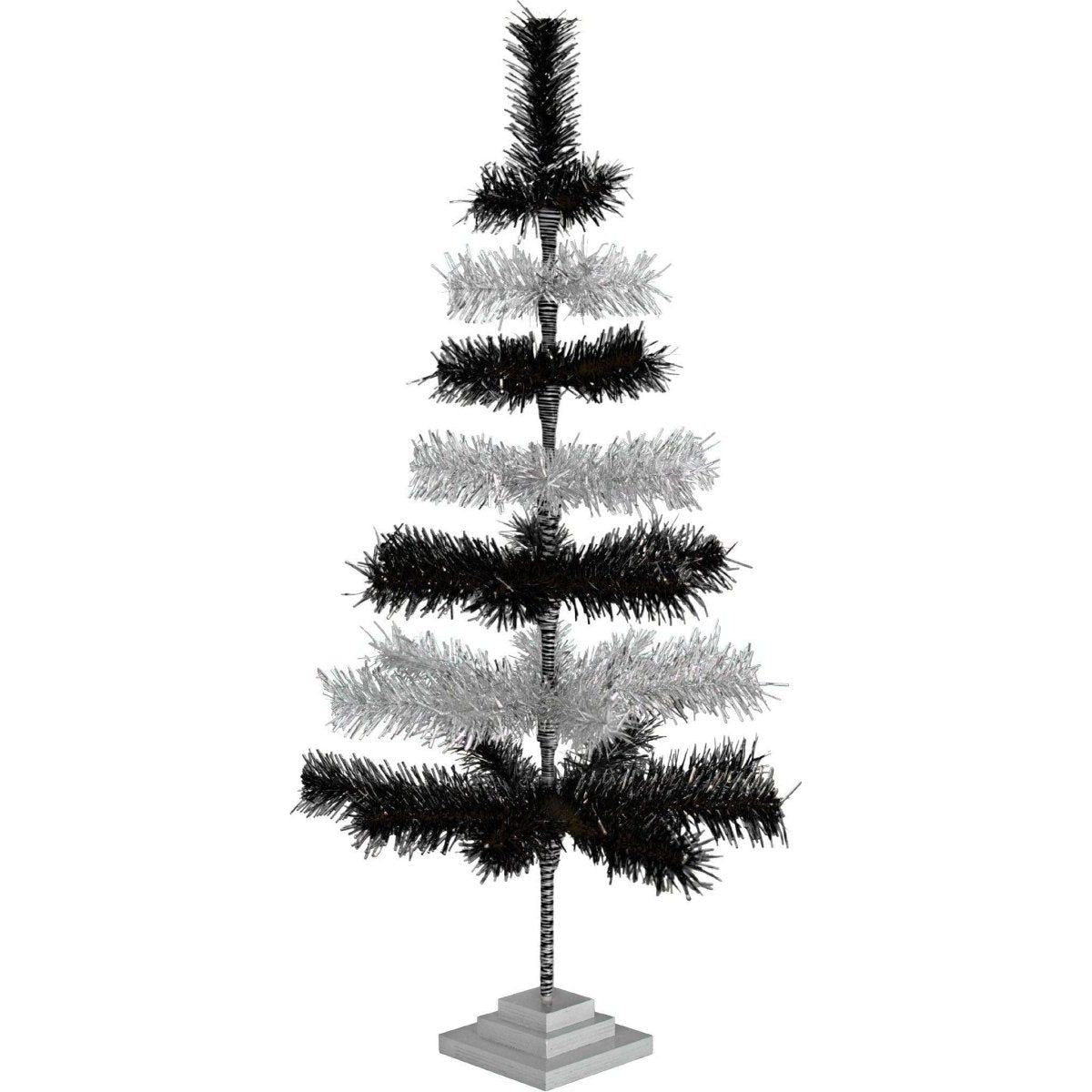 Shop For Black & Silver Layered Tinsel Christmas Tree