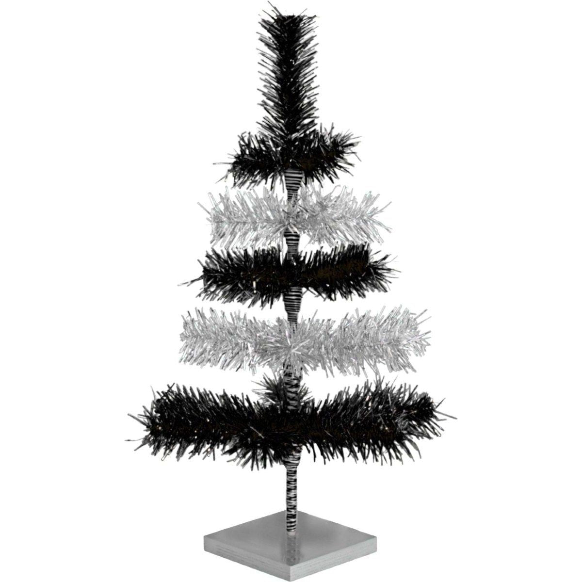 Shop For Black & Silver Layered Tinsel Christmas Tree