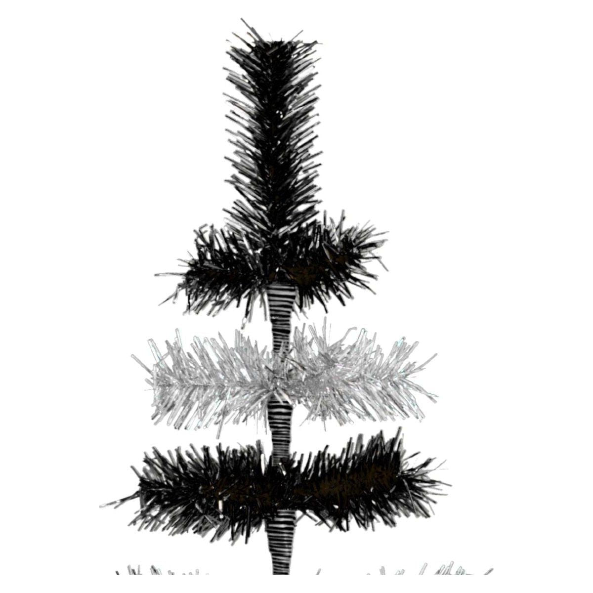 Shop For Black & Silver Layered Tinsel Christmas Tree