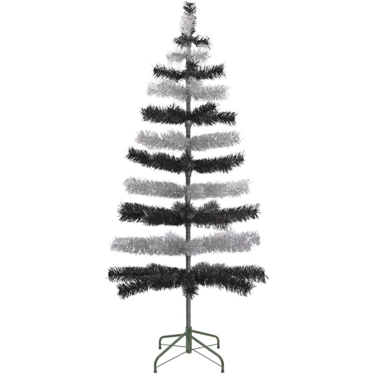 Shop For Black & Silver Layered Tinsel Christmas Tree