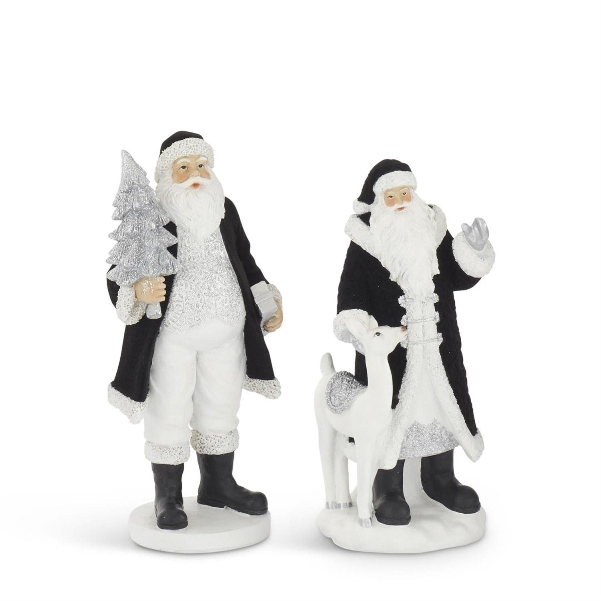 Shop For Black Velvet Resin Santa's (Set of 2)