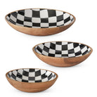 Shop For Black & White Check Enameled Wood Nesting Bowls (Set of 3)