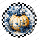 Shop For Blue Chinoiserie Floral Pumpkin Round Sign