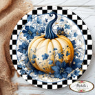 Shop For Blue Chinoiserie Floral Pumpkin Round Sign