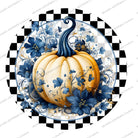 Shop For Blue Chinoiserie Floral Pumpkin Round Sign