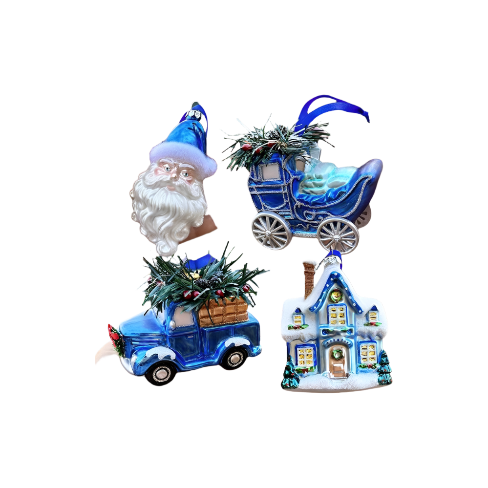 Shop For Blue Christmas Ornament Bundle (Set of 4)