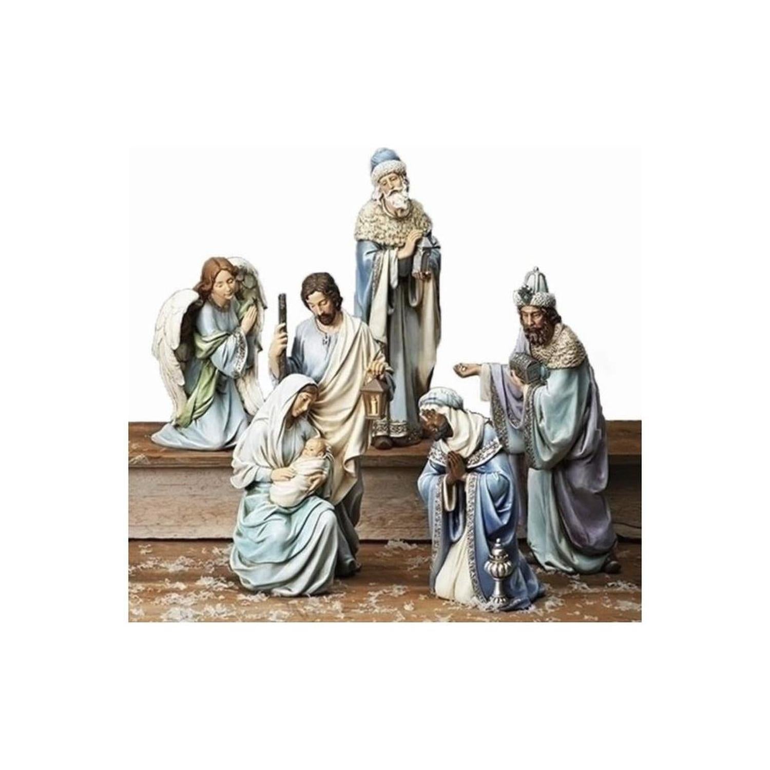 Blue Robe Nativity Figures, 5 Piece Set